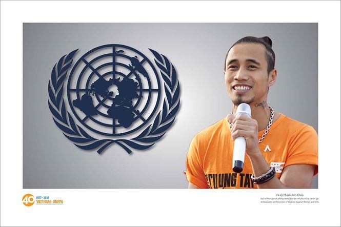 Phạm Anh Khoa được mời làm đại sứ của UNFPA trong chiến dịch chiến dịch phòng chống bạo lực với phụ nữ và trẻ em