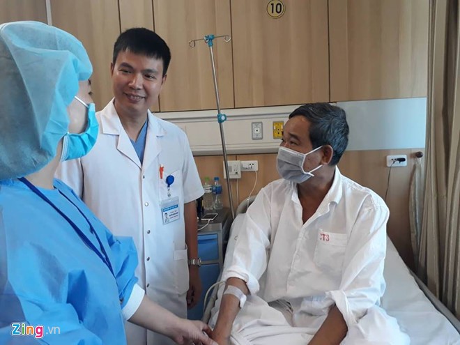 Bệnh nhân Đỗ Hải Tân (65 tuổi, Đông Anh, Hà Nội) sau ca ghép gan từ tạng người chết não hiến tạng. Ảnh: HQ.
