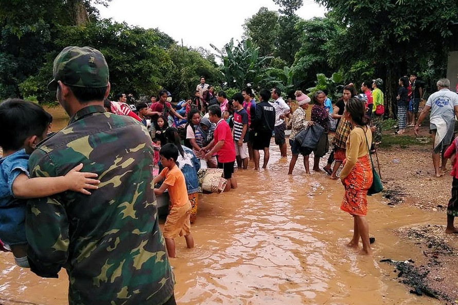 Thảm họa vỡ đập gây thiệt hại nghiêm trọng ở Lào. (Ảnh: ATTAPEU TODAY)