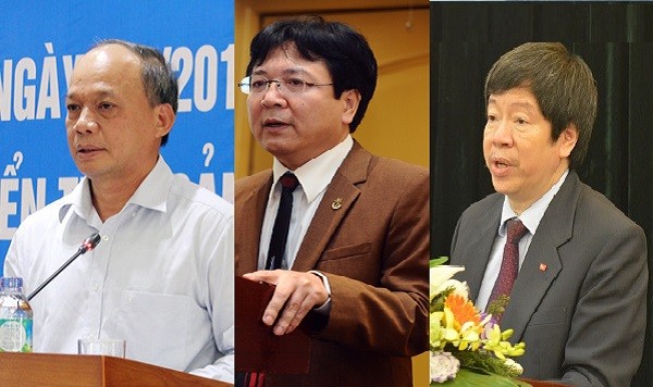 Các Thứ trưởng nghỉ hưu từ ngày 1/9/2018 gồm các ông: Vũ Văn Tám, Vương Duy Biên, Trần Quốc Khánh (tính từ trái sang phải)