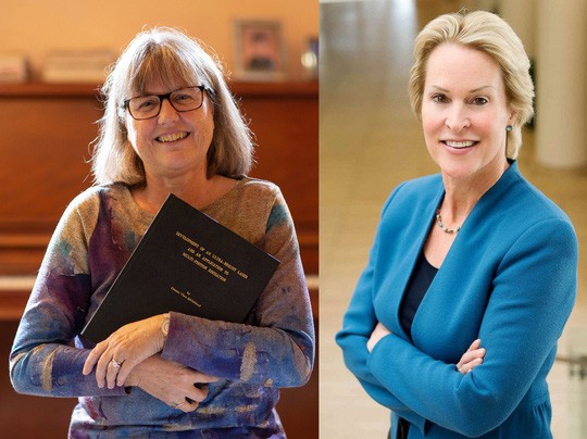 Hai nhà khoa học nữ đoạt giải Nobel năm nay: Bà Donna Strickland (trái) được đồng trao giải Nobel Vật lý và bà Frances H. Arnold chia sẻ giải Nobel Hóa học Ảnh: NBC - EPA