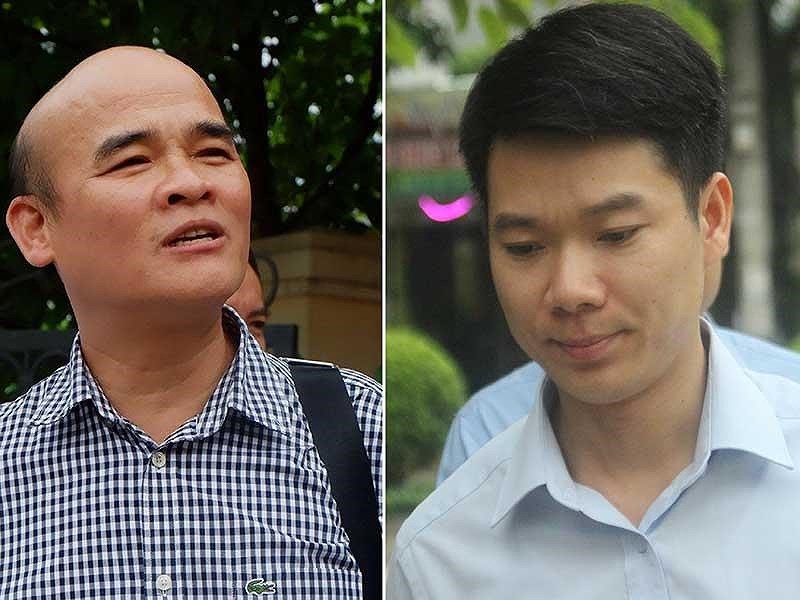 ng Nguyễn Huy Quang, đại diện Bộ Y tế (trái) và bị cáo Hoàng Công Lương (phải). Ảnh: TUYẾN PHAN