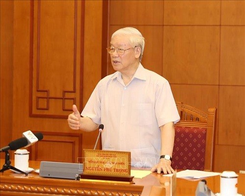 Tổng Bí thư, Chủ tịch nước Nguyễn Phú Trọng phát biểu tại cuộc họp - Ảnh: TTXVN