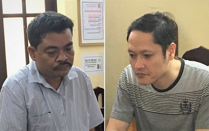 Ông Nguyễn Thanh Hoài (trái) và Vũ Trọng Lương, hai bị can trong vụ gian lận điểm thi tại tỉnh Hà Giang.