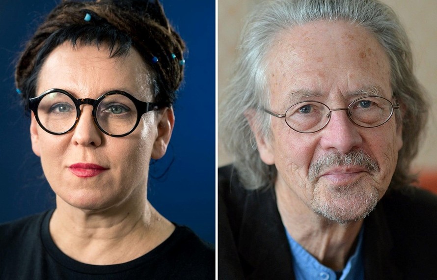 Nhà văn Olga Tokarczuk (trái) và nhà văn Peter Handke đã trở thành chủ nhân Nobel Văn học 2019. (Nguồn: theguardian.com)