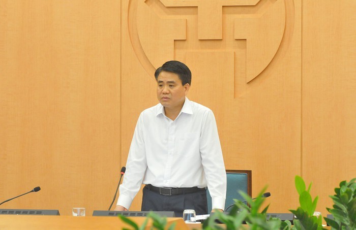 Chủ tịch UBND TP Nguyễn Đức Chung phát biểu kết luận cuộc họp Ban Chỉ đạo phòng chống dịch Covid-19 TP Hà Nội