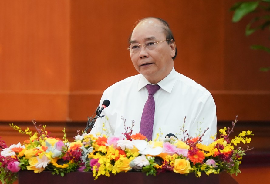 Thủ tướng Nguyễn Xuân Phúc phát biểu kết luận Hội nghị - Ảnh: VGP/Quang Hiếu