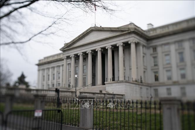 Trụ sở Bộ Tài chính Mỹ tại Washington D.C. Ảnh: THX/TTXVN