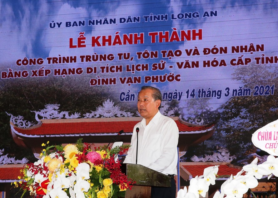 Phó Thủ tướng Thường trực Chính phủ Trương Hòa Bình phát biểu tại buổi lễ. Ảnh: VGP/Mạnh Hùng