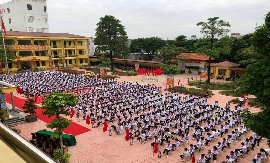 Toàn cảnh ngôi trường THCS Hoàng Xá (huyện Thanh Thủy, tỉnh Phú Thọ)