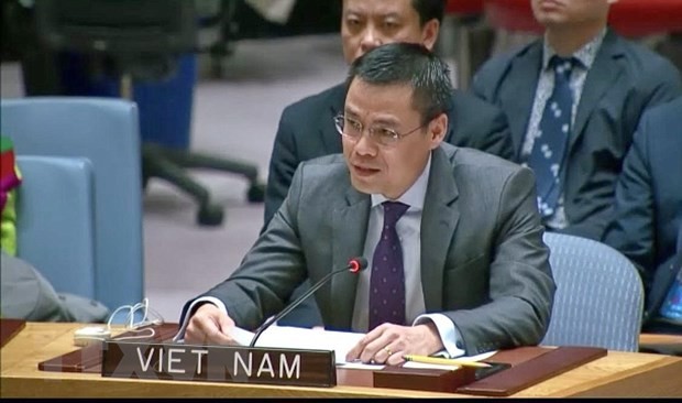 Đại sứ Đặng Hoàng Giang, Trưởng Phái đoàn thường trực Việt Nam tại Liên hợp quốc. (Ảnh: Thanh Tuấn/TTXVN)