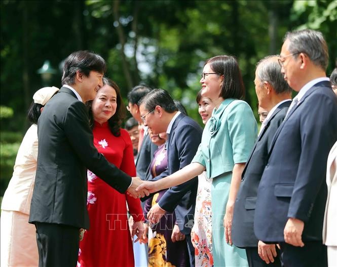 Phó Chủ tịch nước Võ Thị Ánh Xuân chủ trì Lễ đón Hoàng Thái tử Nhật Bản Akishino và Công nương Kiko. Ảnh: TTXVN 