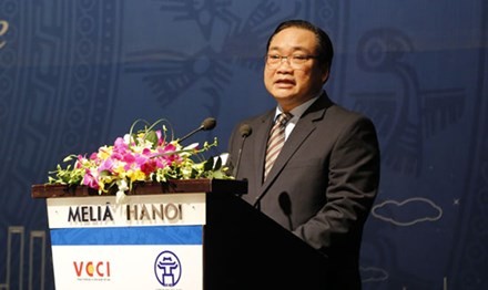 Bí thư Thành uỷ Hà Nội phát biểu tại Hội nghị. Ảnh: Thanh Hải.