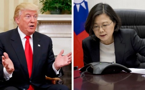Tổng thống Mỹ đắc cử Donald Trump và lãnh đạo Đài Loan Thái Anh Văn. Ảnh: Telegraph