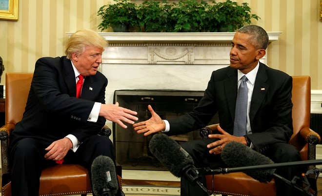 Ông Donald Trump (trái), người kế nhiệm Tổng thống Mỹ Obama, có thể trở thành Nhân vật của năm 2016. Ảnh: Reuters.