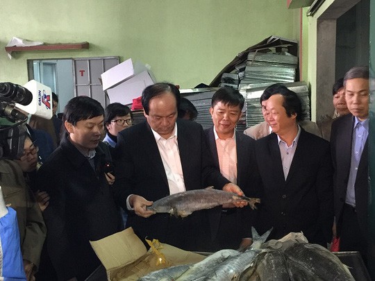 Tổ công tác của Thủ tướng Chính phủ đến thăm và làm việc với các cơ sở kinh doanh hải sản ở Quảng Bình vào sáng 15/12.
