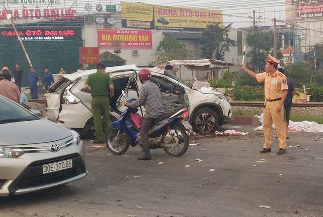 Hiện trường vụ tai nạn tàu hỏa ở Hà Nội làm 5 người chết hồi tháng 10.