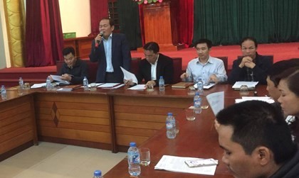 Đại diện Sở GTVT thông báo kế hoạch điều chuyển luồng tuyến tại ba bến xe ở Hà Nội với doanh nghiệp vận tải.