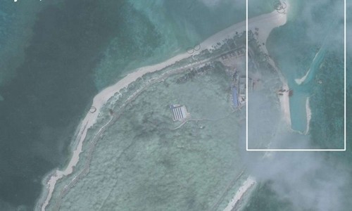 Hình ảnh vệ tinh cho thấy Trung Quốc xây dựng trái phép trên đảo Duy Mộng, quần đảo Hoàng Sa của Việt Nam.