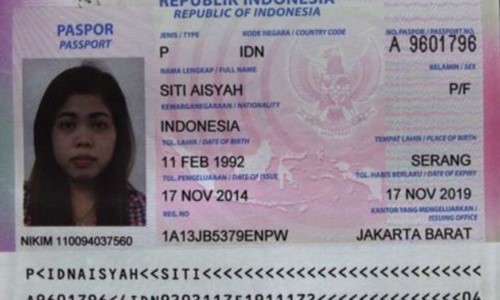 Hộ chiếu Indonesia mà nữ nghi phạm thứ hai mang theo. 