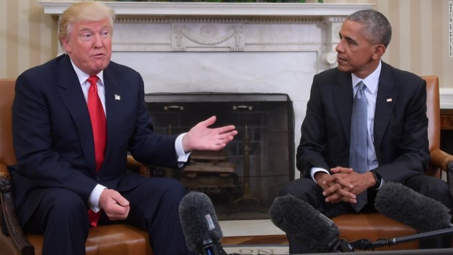 Ông Trump gặp Tổng thống Obama tại Nhà Trắng vào tháng 11/2016. Ảnh: CNN.