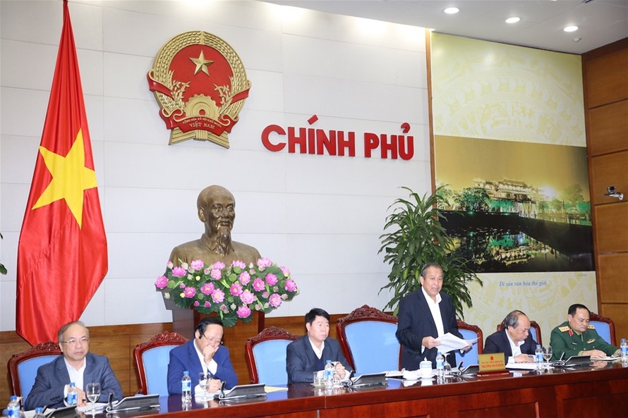Phó Thủ tướng Thường trực Trương Hòa Bình phát biểu chỉ đạo tại cuộc họp về khắc phục sự cố môi trường 4 tỉnh miền Trung. Ảnh: VGP.