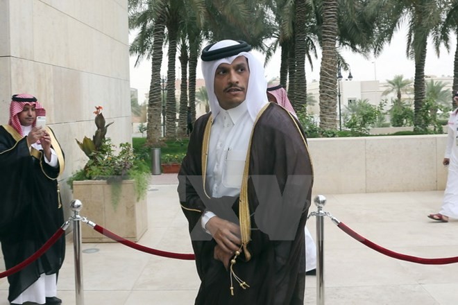 Ngoại trưởng Qatar Mohammed bin Abdulrahman al-Thani tại Riyadh, Saudi Arabia ngày 17/5. (Nguồn: EPA/TTXVN)