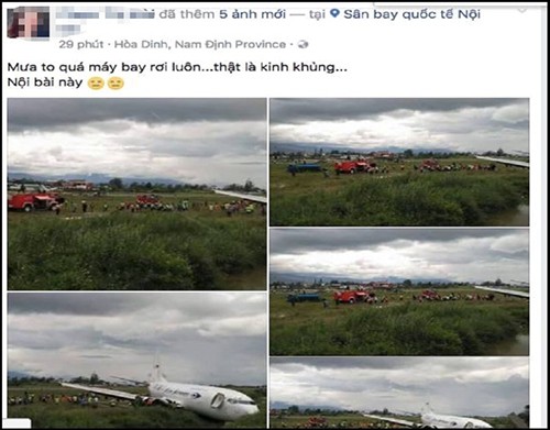 Tài khoản cá nhân đăng thông tin thất thiệt trên mạng xã hội về máy bay rơi ở Nội Bài.
