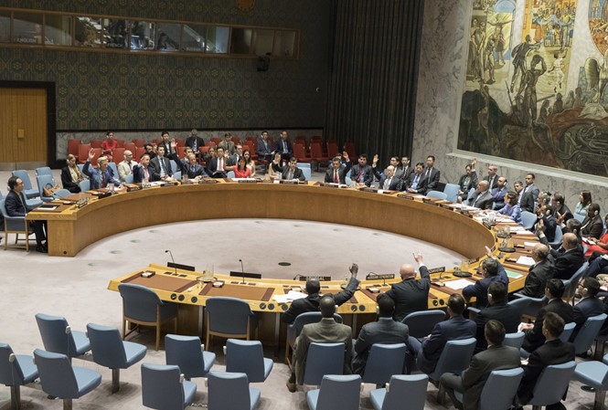 Hội đồng Bảo an Liên Hợp Quốc họp ngày 5/8 nhằm bỏ phiếu về nghị quyết trừng phạt mới nhằm vào Triều Tiên. Ảnh: AP