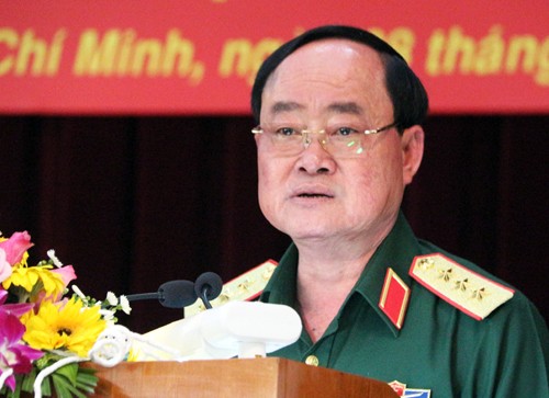 Thượng tướng Trần Đơn phát biểu tại hội nghị. Ảnh: Hữu Công.