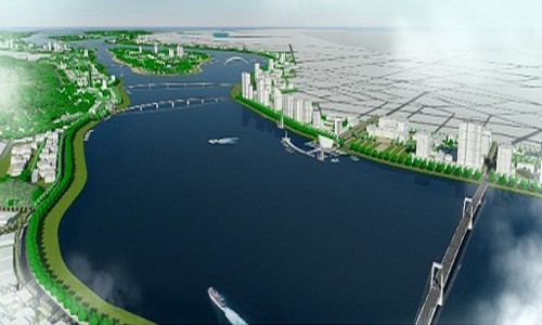 Phối cảnh quy hoạch hai bên bờ sông Trà Khúc. Ảnh: UBND Quảng Ngãi.