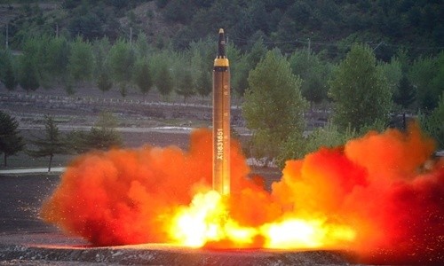 Triều Tiên phóng thử một tên lửa hồi tháng 7. Ảnh: KCNA.