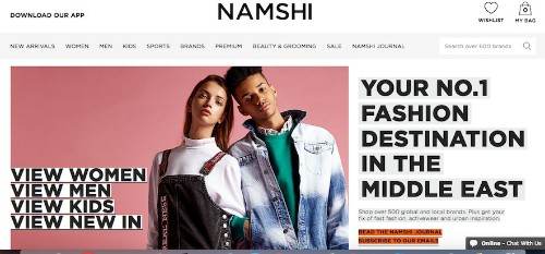Namshi.com là một trong những trang thương mại điện tử hiếm hoi ở Trung Đông.