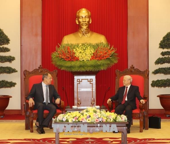 Tổng Bí thư Nguyễn Phú Trọng và Bộ trưởng Ngoại giao Liên bang Nga Sergey Lavrov