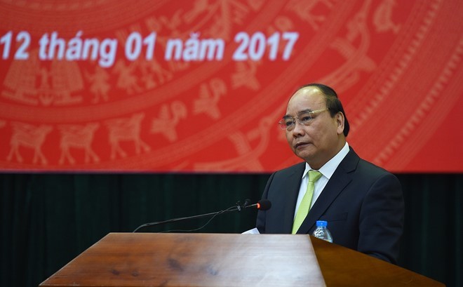 Thủ tướng Nguyễn Xuân Phúc phát biểu tại hội nghị. Ảnh: VGP/Quang Hiếu.