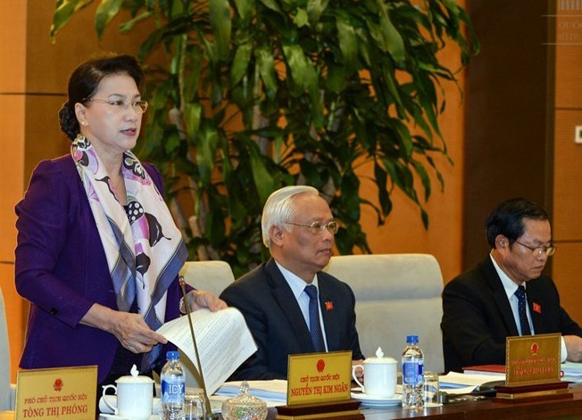 Chủ tịch Quốc hội Nguyễn Thị Kim Ngân góp ý cho Luật Du lịch sửa đổi. Ảnh: Quochoi.vn
