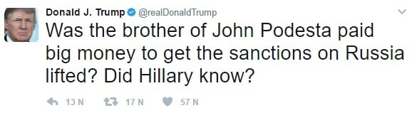 Bài đăng trên Twitter của Trump với nội dung chỉ trích bà Clinton sáng 3/4. Ảnh chụp màn hình.
