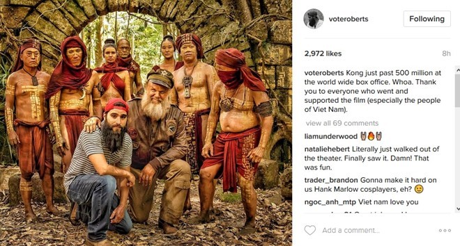Jordan Vogt-Roberts cảm ơn khán giả Việt Nam đã ủng hộ Kong: Skull Island. Ảnh: Instagram.