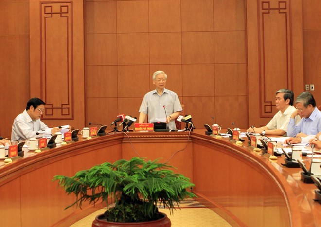 Tổng bí thư Nguyễn Phú Trọng phát biểu tại cuộc họp. 