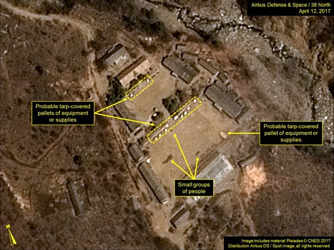 Ảnh vệ tinh chụp các hoạt động quanh điểm thử nghiệm hạt nhân Punggye-ri của Triều Tiên. Ảnh: 38North.
