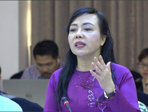 Bộ trưởng Y tế Nguyễn Thị Kim Tiến thảo luận các quy định trong dự án Luật Dân số ngày 28/4.