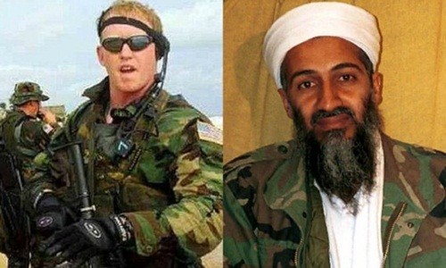 Robert O'Neill (trái) khi còn trong lực lượng SEAL và trùm khủng bố Osama bin Laden. Ảnh: AP