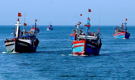 Ngư dân đánh bắt cá trên biển