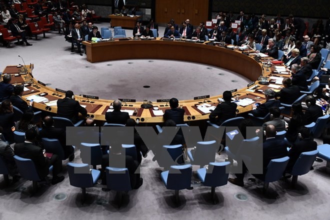 Một phiên họp của Hội đồng Bảo an Liên hợp quốc tại trụ sở ở New York, Mỹ ngày 28/4. 
