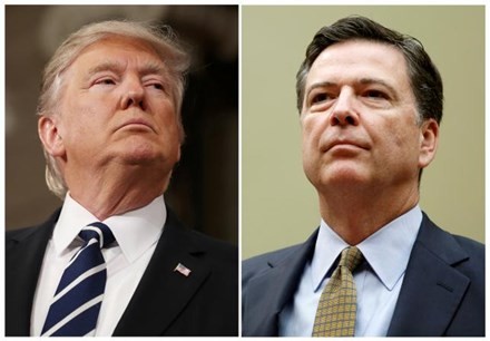 Tổng thống Mỹ Donald Trump (trái) và cựu Giám đốc FBI James Comey.