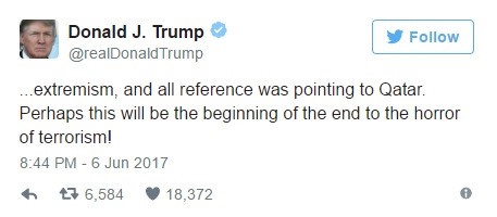 Dòng chia sẻ của Tổng thống D. Trump trên trang Twitter cá nhân