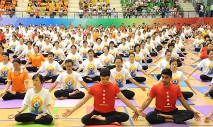 Màn đồng diễn Yoga tại Cung thể thao Quần ngựa năm 2015 thu hút hơn 5.000 tham gia.