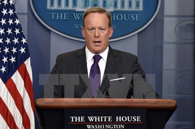 Thư ký báo chí Nhà Trắng Sean Spicer tại cuộc họp báo ở Washington, DC. 