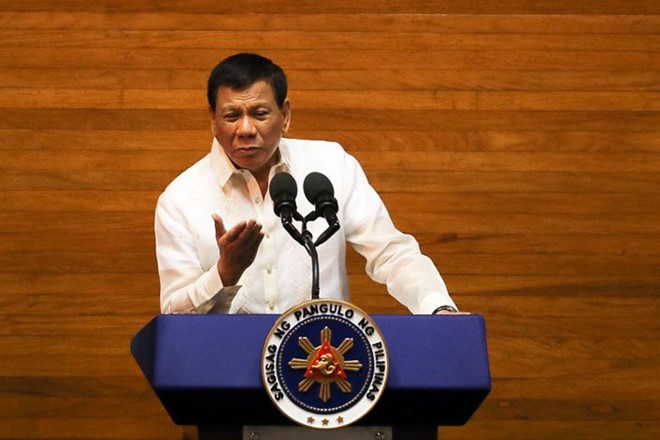 Tổng thống Duterte phát biểu trước Quốc hội Philippines. Ảnh: ABS-CBN.