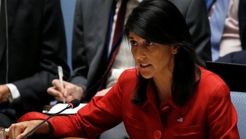 Đại sứ Mỹ Nikki Haley trong cuộc họp của Hội đồng Bảo an Liên Hiệp Quốc về tình hình Triều Tiên ở New York (Mỹ) - Ảnh: Reuters
